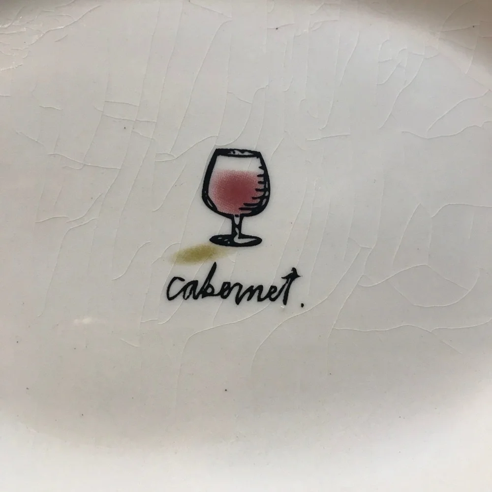 Rare Rae Dunn Wine Oval Plates Dishes Chardonnay Cabernet