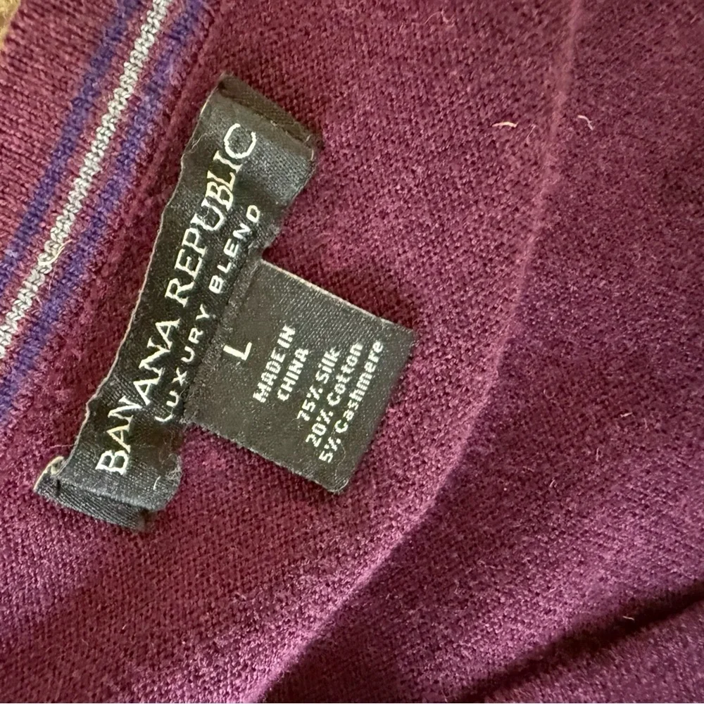 Banana Republic‎ Men's LARGE Pullover Sweater V-Neck Luxury silk cashmere Purple