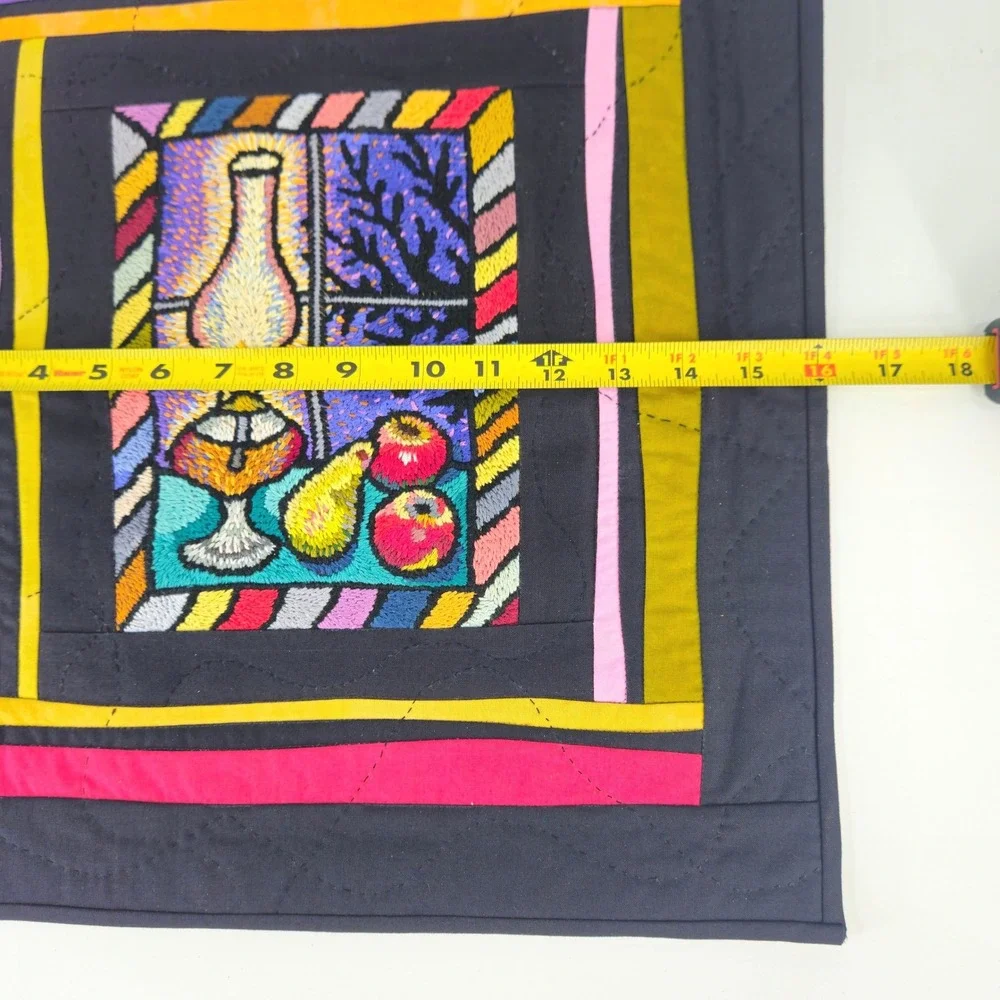 Laura Gaskin Lamplight Fruit Hand Embroidered Quilted Wall Hanging 2007 NC Art M