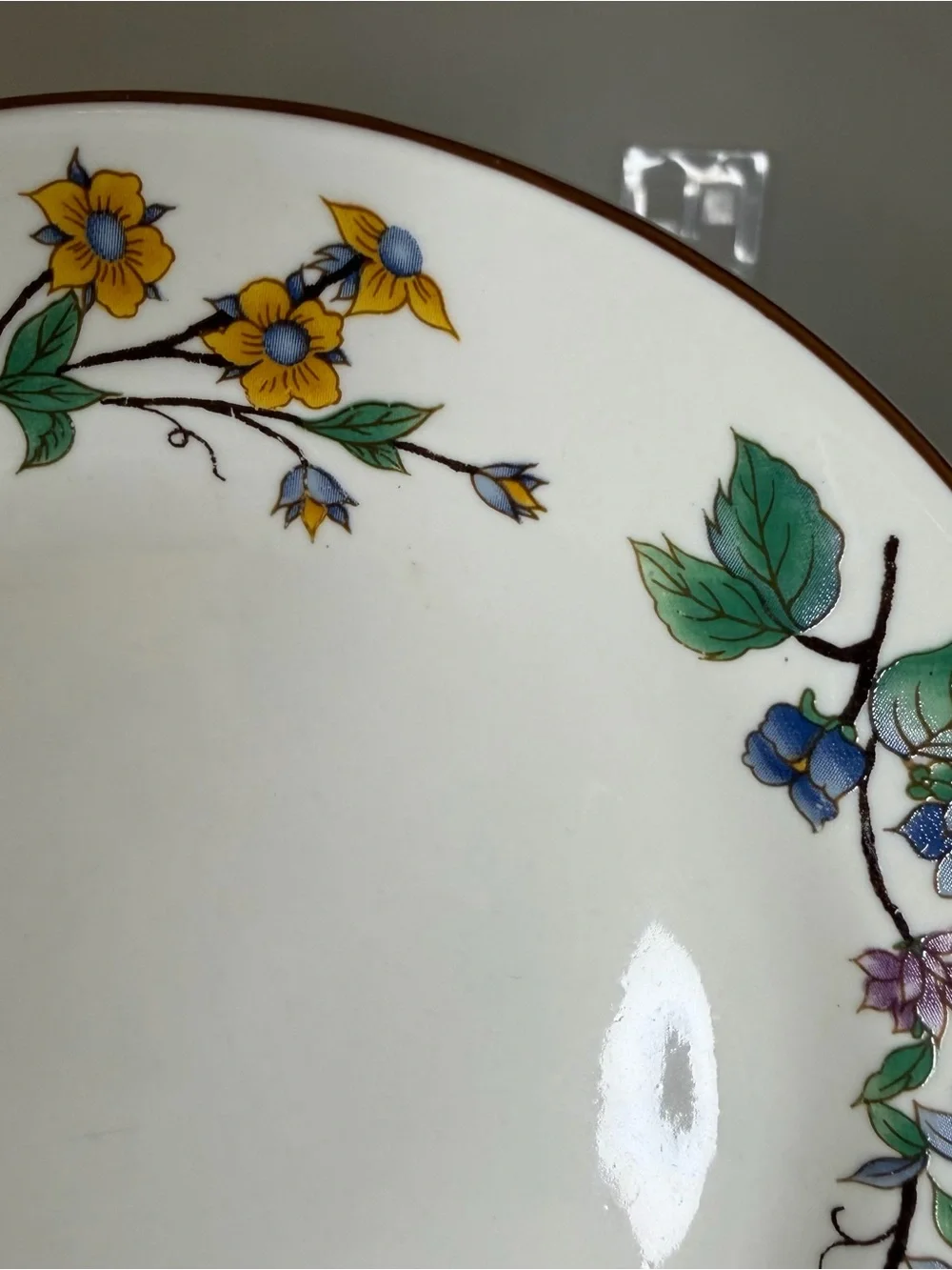 Woodhill floral Vine Pattern White Porcelain Dinner Plate - Yellow & Blue