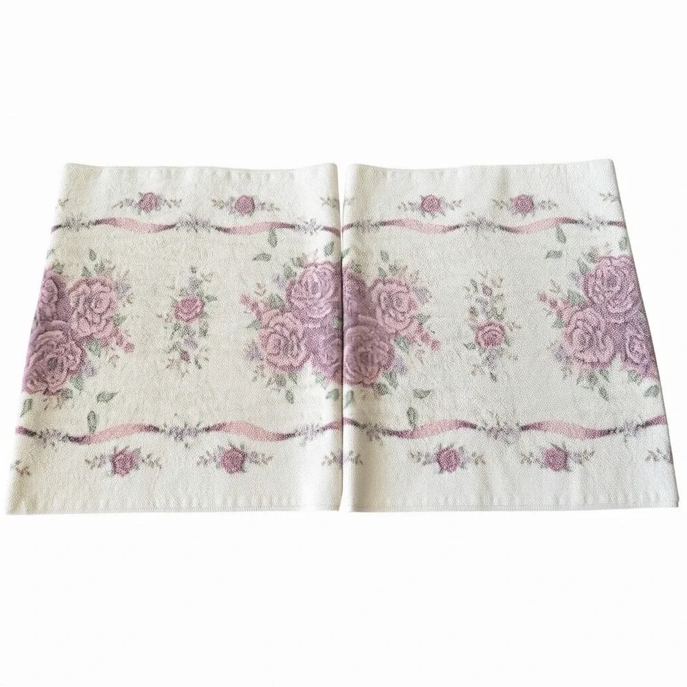Vintage Glynna Turley Rose Floral Hand Towels 100 % Cotton Set 2‎ Cottagecore