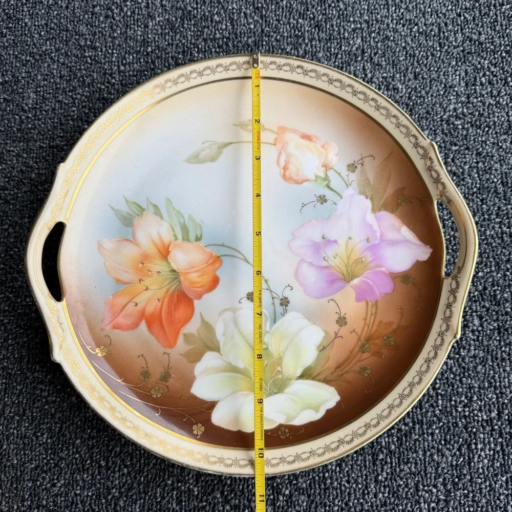 Royal Munich Z.S. & Co‎ Bavaria Antique Floral Cake Plate 10.5