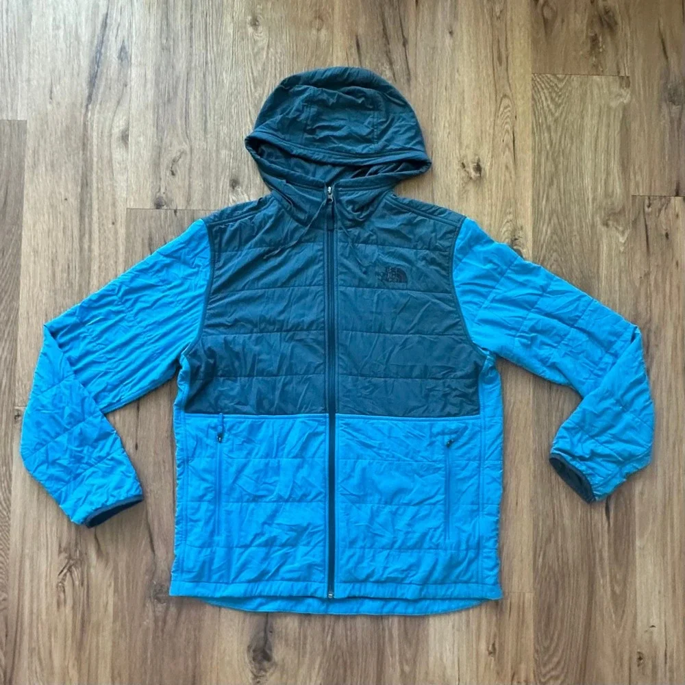 The North‎ Face Mens Blue Quilted Lightweight Insulated Hooded Jacket Size Large