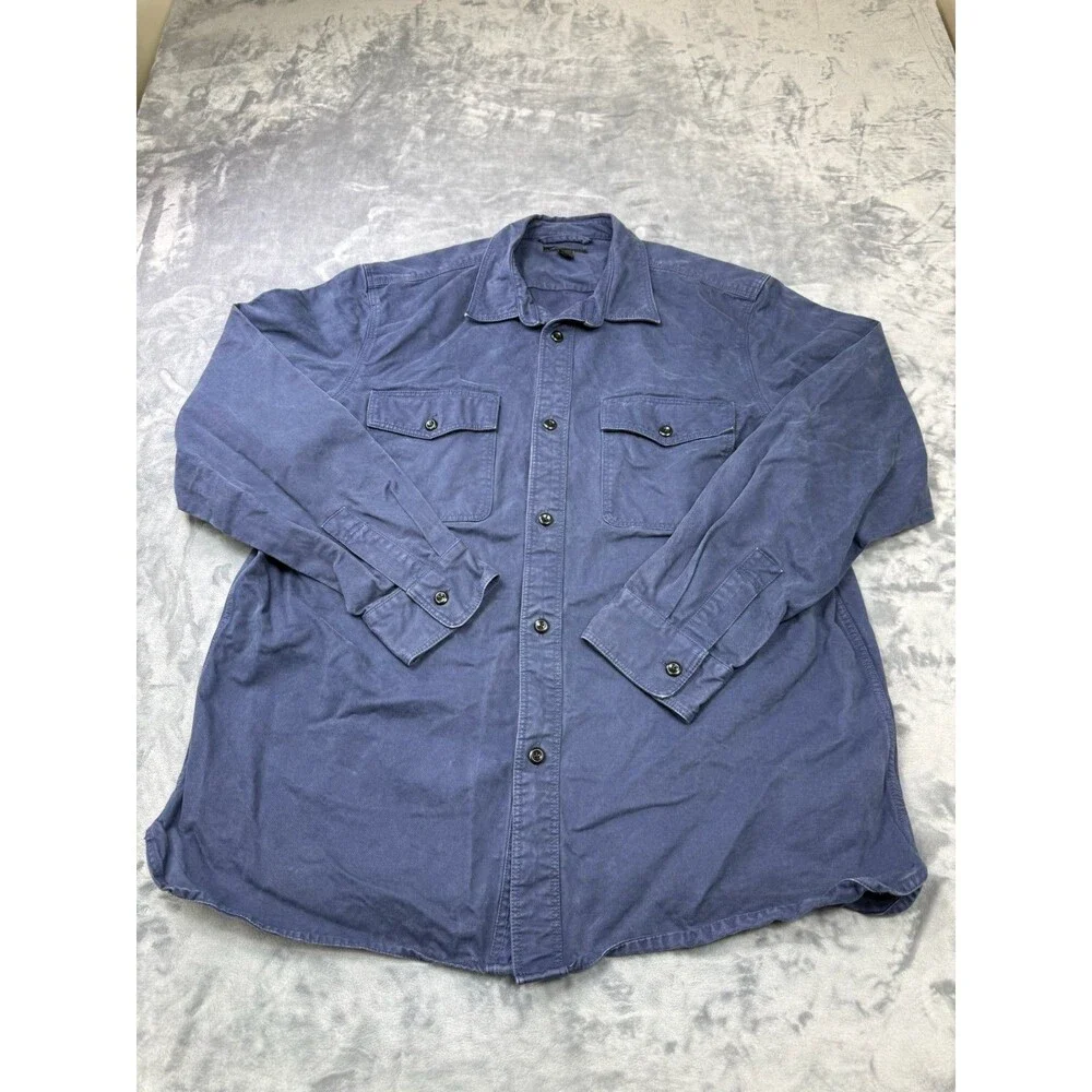 Banana Republic Shirt Mens XLT Blue Long Sleeve Tall Button Up Heavy Weight