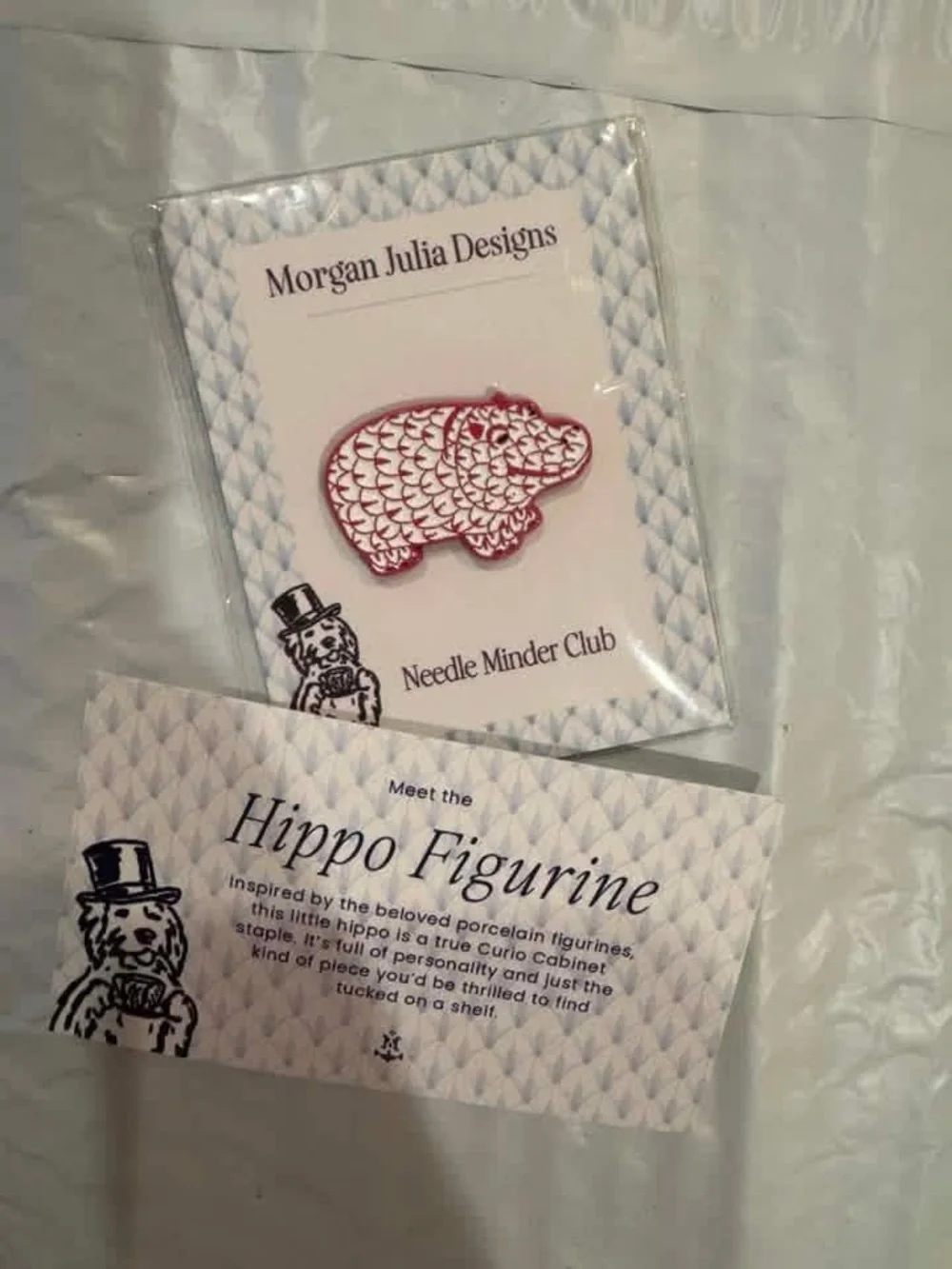 Morgan Julia Designs (MJD) Pink Hippo Figurine Needleminder