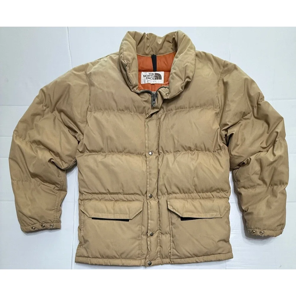 Vintage The North Face Brown Label Down Puffer‎ Jacket Tan Made in USA Medium