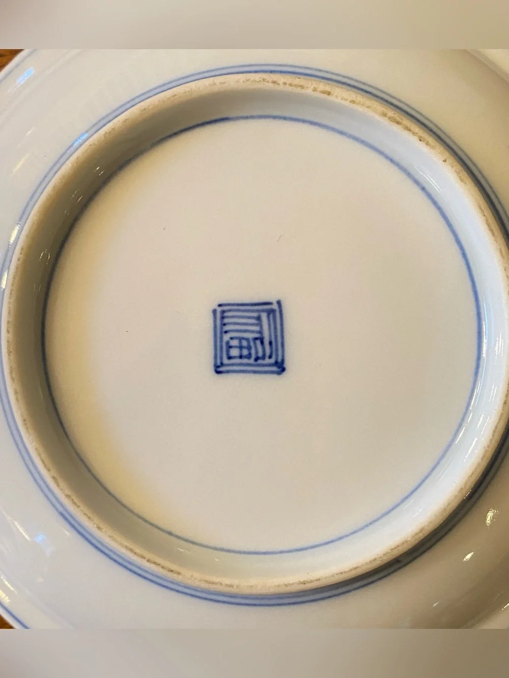 5 Antique Japanese Imari Porcelain Plates Blue White Dragon Meiji Marked Fuku