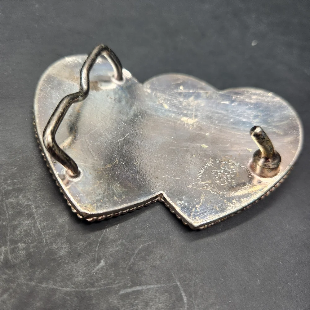 Montana Silversmiths Heart-Shaped Silver and Gold Belt Buckle