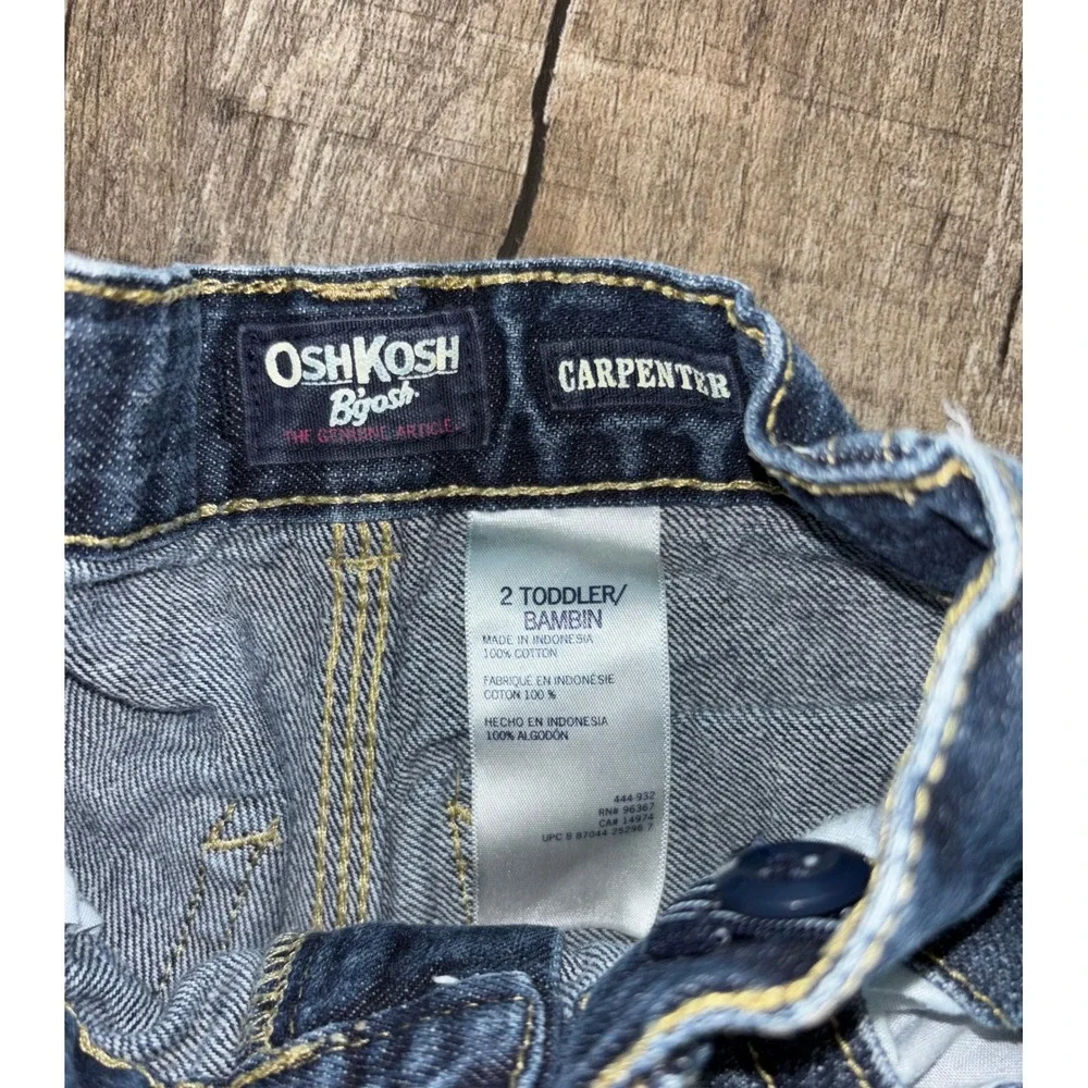 OshKosh Bgosh Toddler Boys‎ Carpenter Jeans Dark Wash Blue Denim Size 2T 444-932