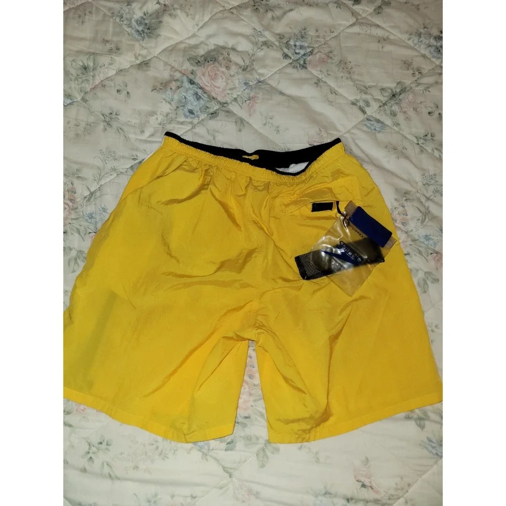 Vintage Speedo Swim Trunks Yellow‎ Shorts Men's Large Dry Bag Mesh Lined