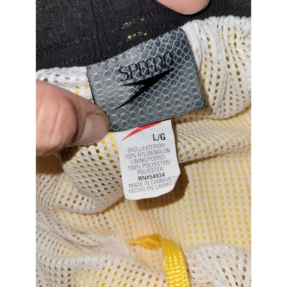 Vintage Speedo Swim Trunks Yellow‎ Shorts Men's Large Dry Bag Mesh Lined
