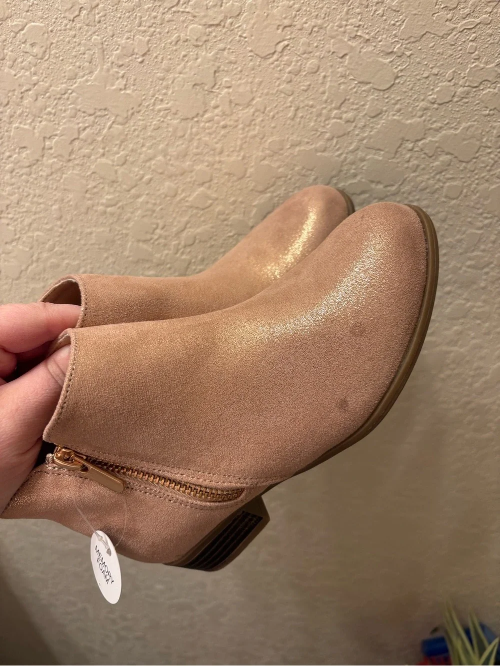 Sonoma Rose Gold Ankle Boots With Zipper *NEW WITH FLAW! Size Girls 1 Med