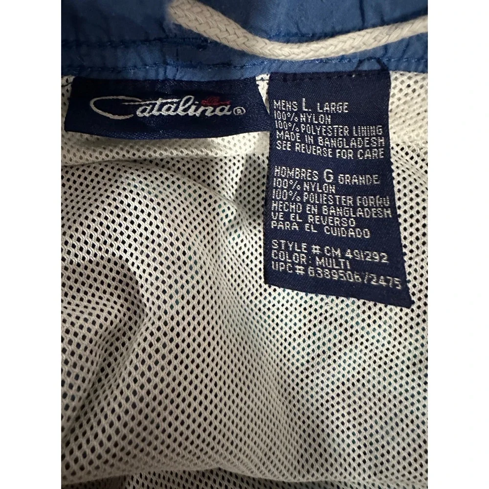 Vintage Catalina Mens‎ Swim Trunks Board Shorts Blue Teal Fish Print Large