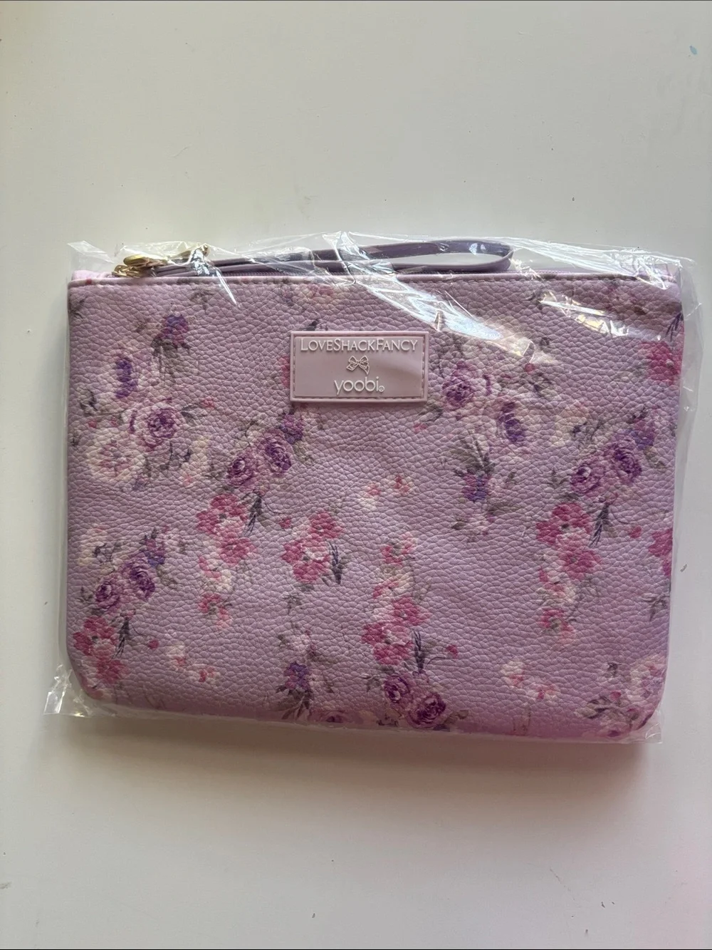 NWT LoveShackFancy x Target - Purple Floral Flat Vegan Leather Pouch Wristlet