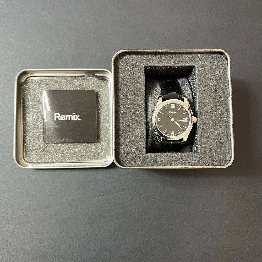 Remix Stainless Steel Quartz Watch For Women Black Band New With Case