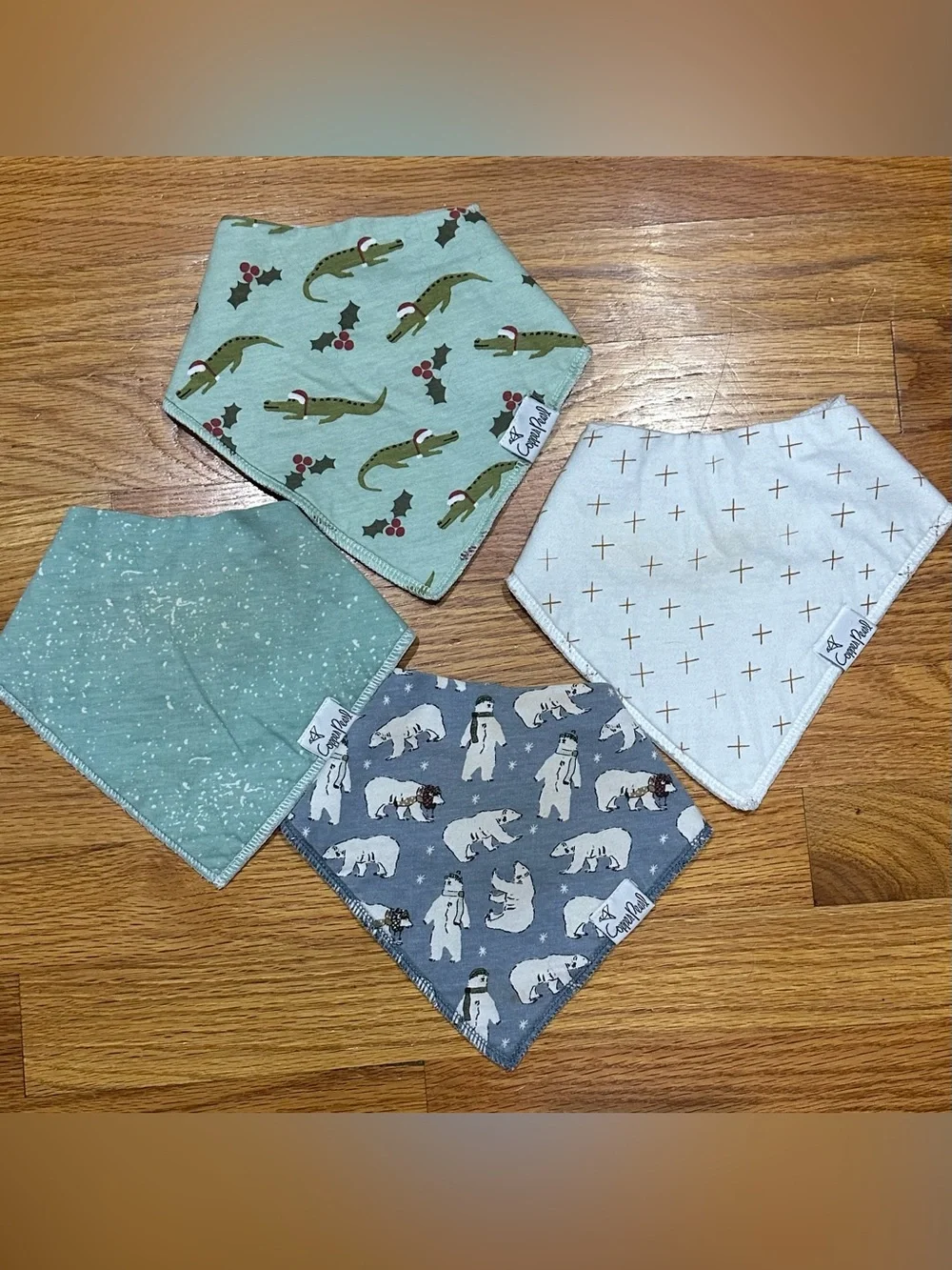 Copper Pearl Bandanna Bibs Set of 4 Polar Bear Christmas Gator