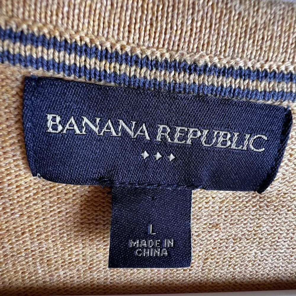 Banana Republic Luxury Blend V Neck Sweater Silk Cotton  yellow  Mens Sz L