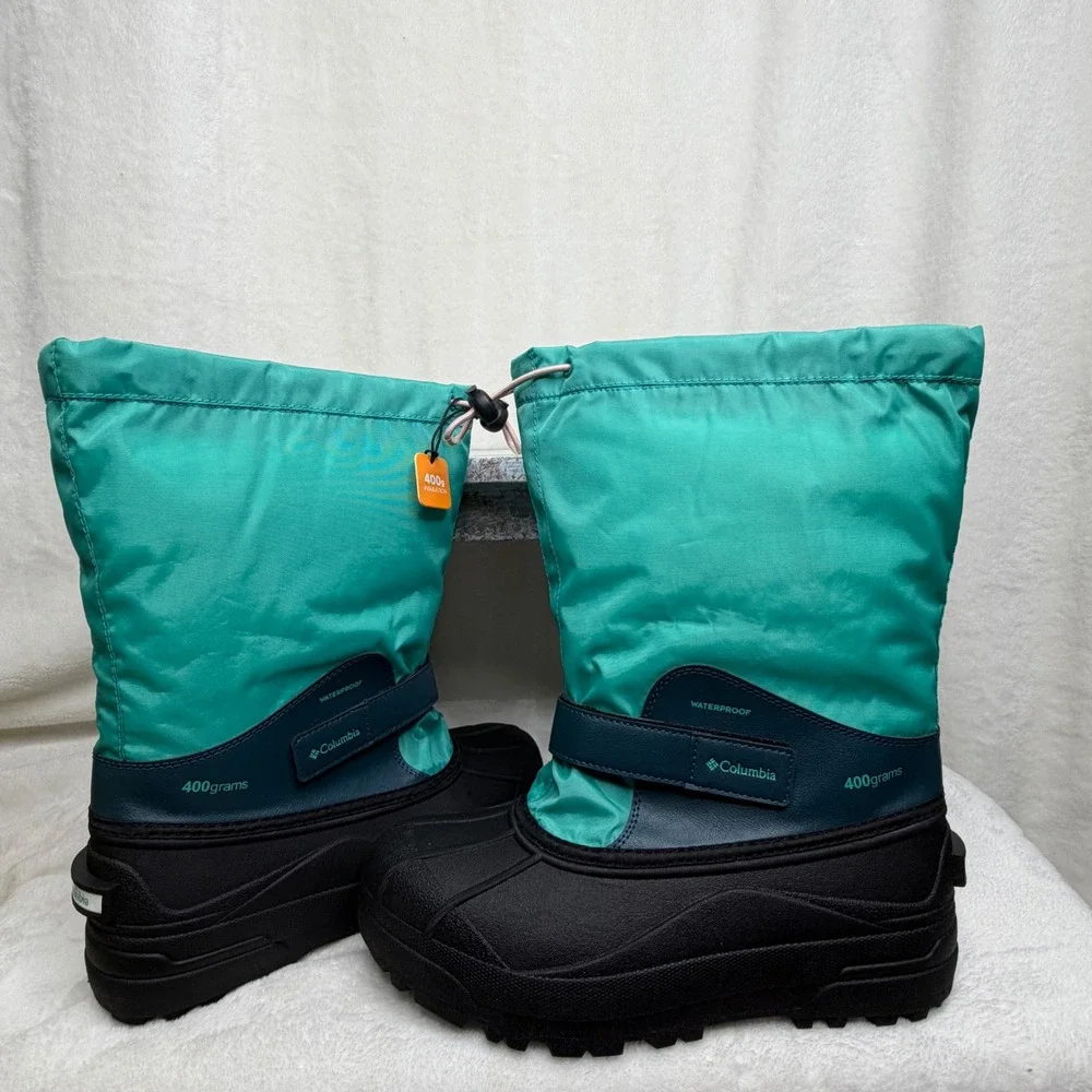 NWT‎ Columbia Snow Boots Kids Size 7 Teal Black Waterproof Insulated BY1324-454