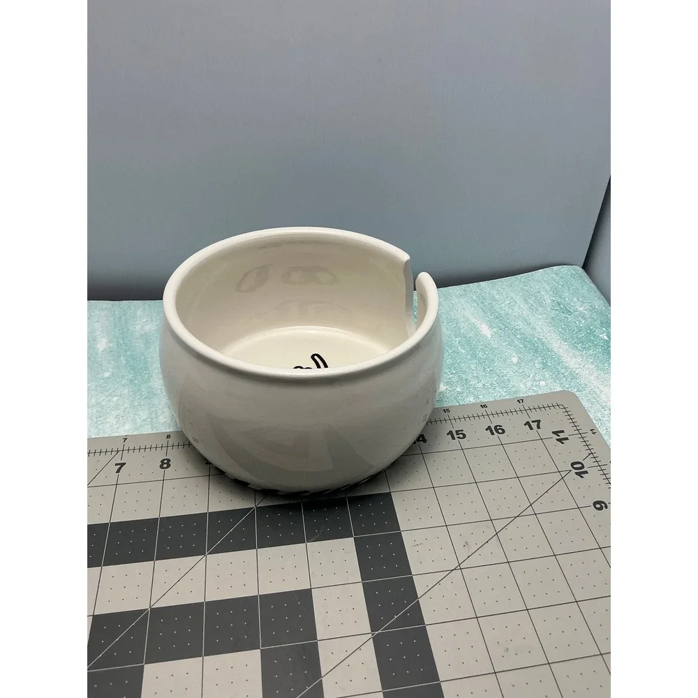 Lenny Mud Its Not Hoarding If Its Yarn Ceramic Yarn Bowl White Black USA Made