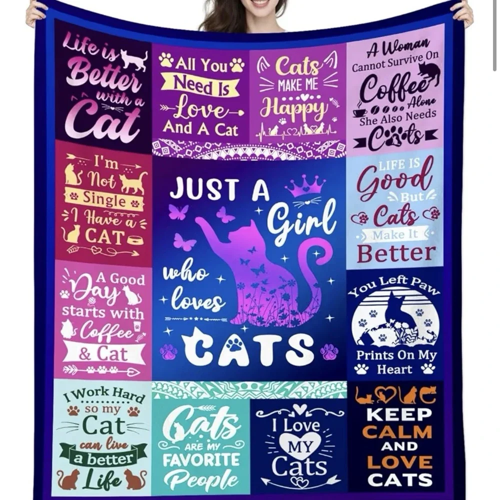 Cute Cat Blankets For Cat Lovers ,3D Prind Pet Kitten Blankets And Throws 50x40