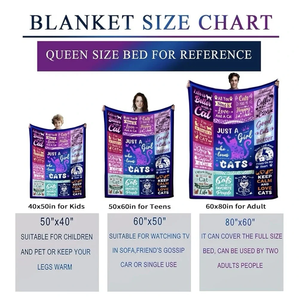 Cute Cat Blankets For Cat Lovers ,3D Prind Pet Kitten Blankets And Throws 50x40
