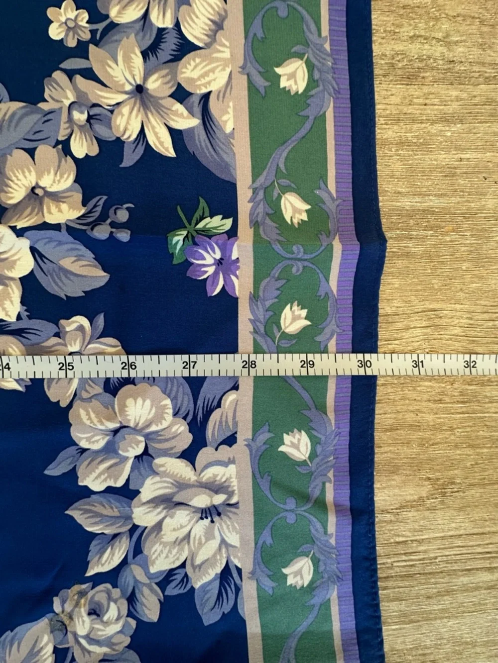 Carole Little Navy, Cream & Lavender Floral 100% Silk Scarf 30”‎ Square