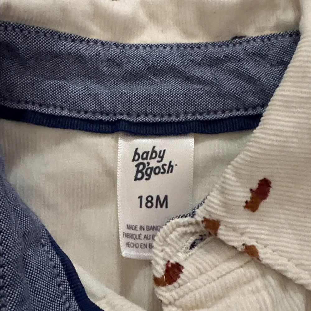 OshKosh B'gosh‎ Blue Denim Overalls with Cream Shirt
