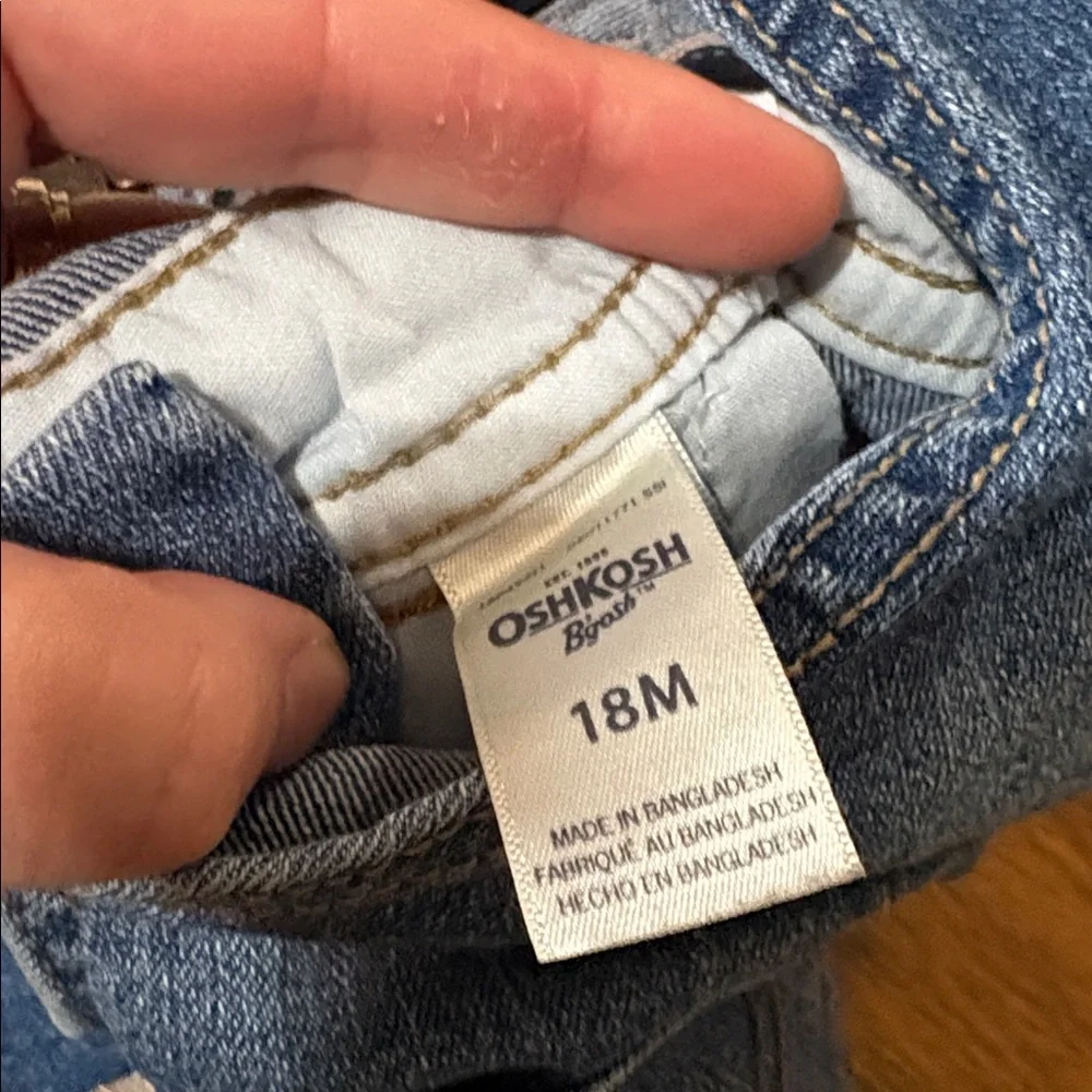 OshKosh B'gosh‎ Blue Denim Overalls with Cream Shirt