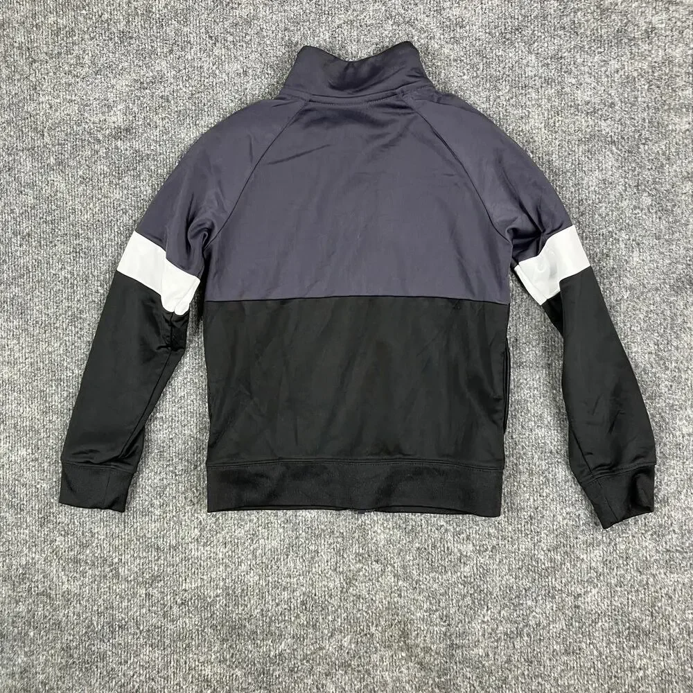 Nike Full Zip Jacket Boys Size 7 Gray Black Colorblock Athletic Track Activewear