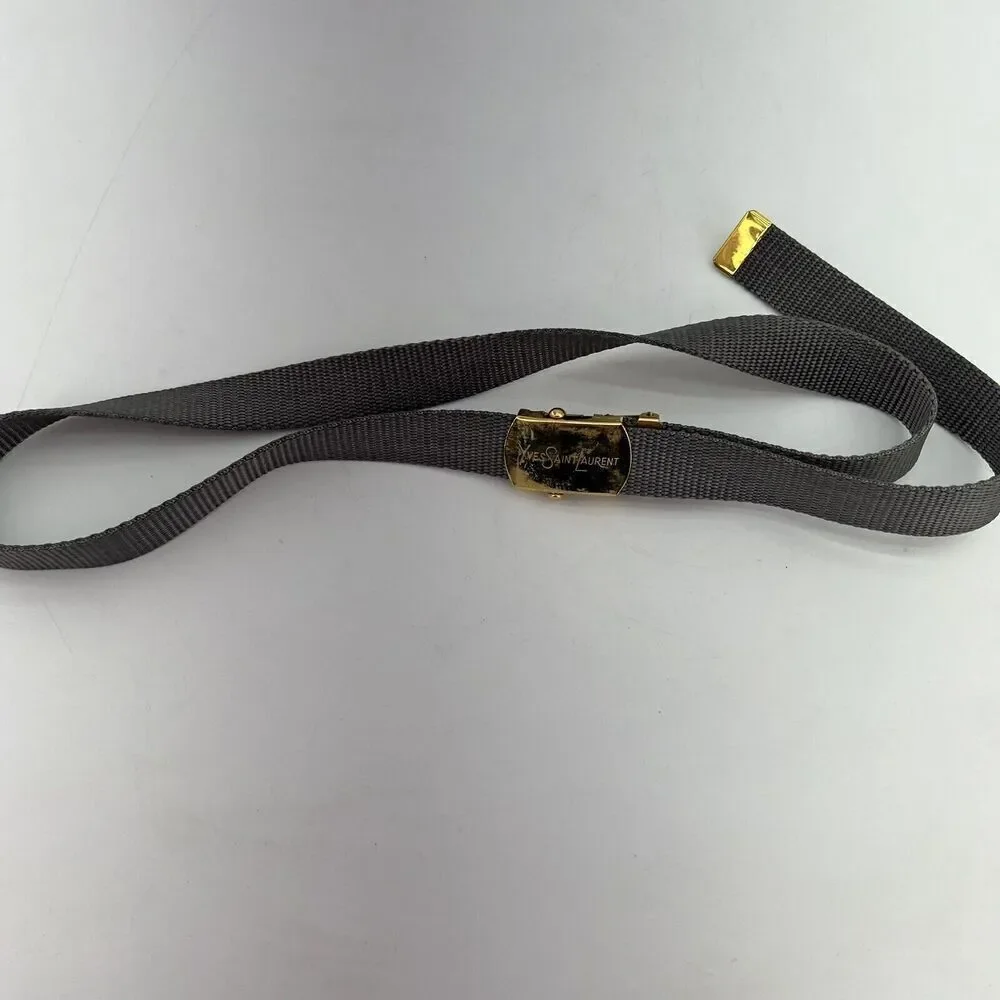 Yves Saint Laurent Gray Fabric Adjustable Belt
