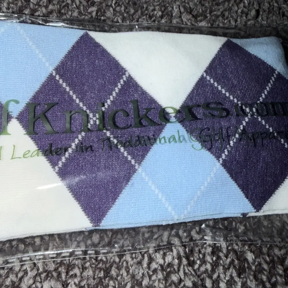 Golf Knickers Colorful Knee High Argyle Cotton Socks Men Lt Blue Navy Blue New