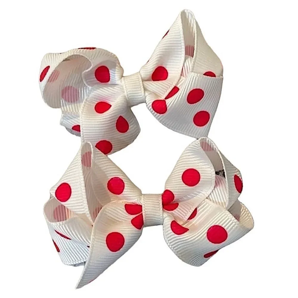 🌴 2.5” Polka Dot Grossgrain Bow Hair Clips