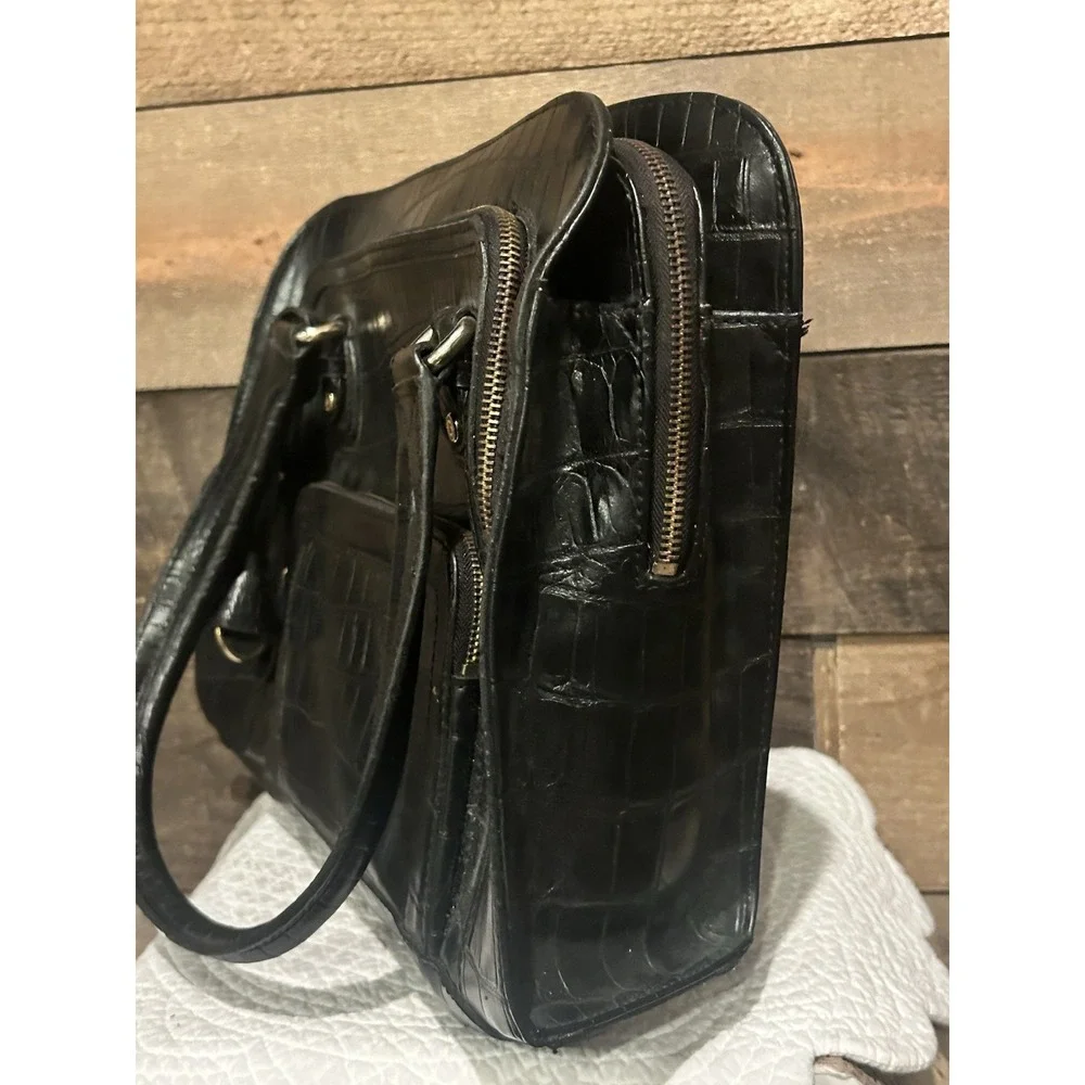 LIZ CLAIBORNE BLACK Faux‎ ALLIGATOR HANDBAG Office Work BAG (15X11) School TOTE