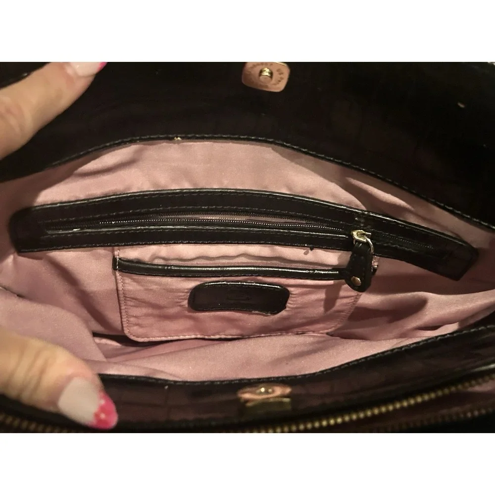 LIZ CLAIBORNE BLACK Faux‎ ALLIGATOR HANDBAG Office Work BAG (15X11) School TOTE