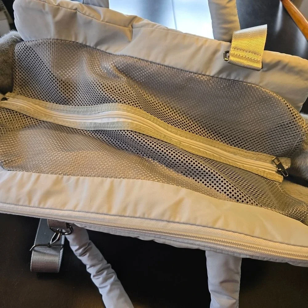 Symphony Pet Small Dog Handbag Carrier‎ Faux Fur Mesh Fabric Gray