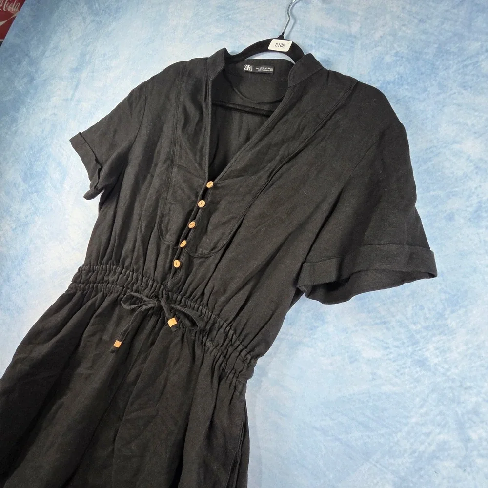 Zara black linen
