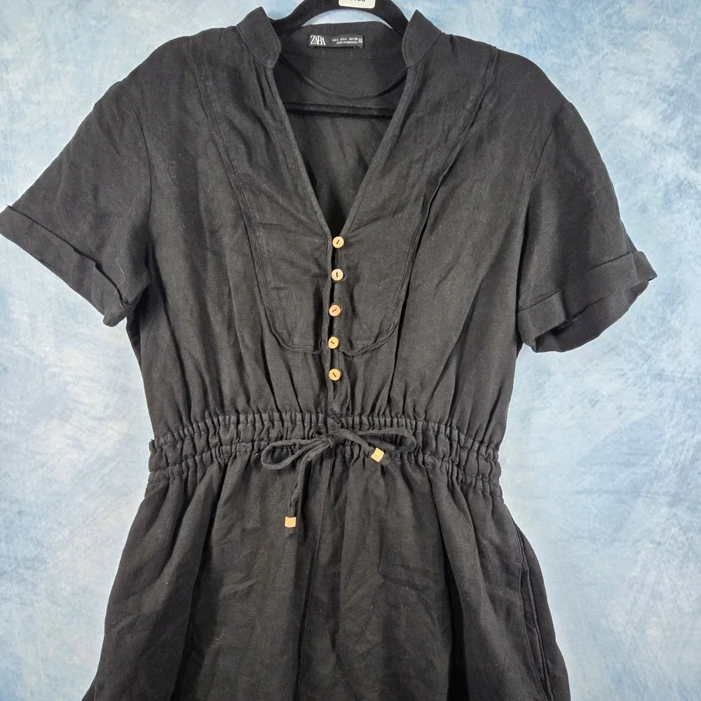 Zara black linen