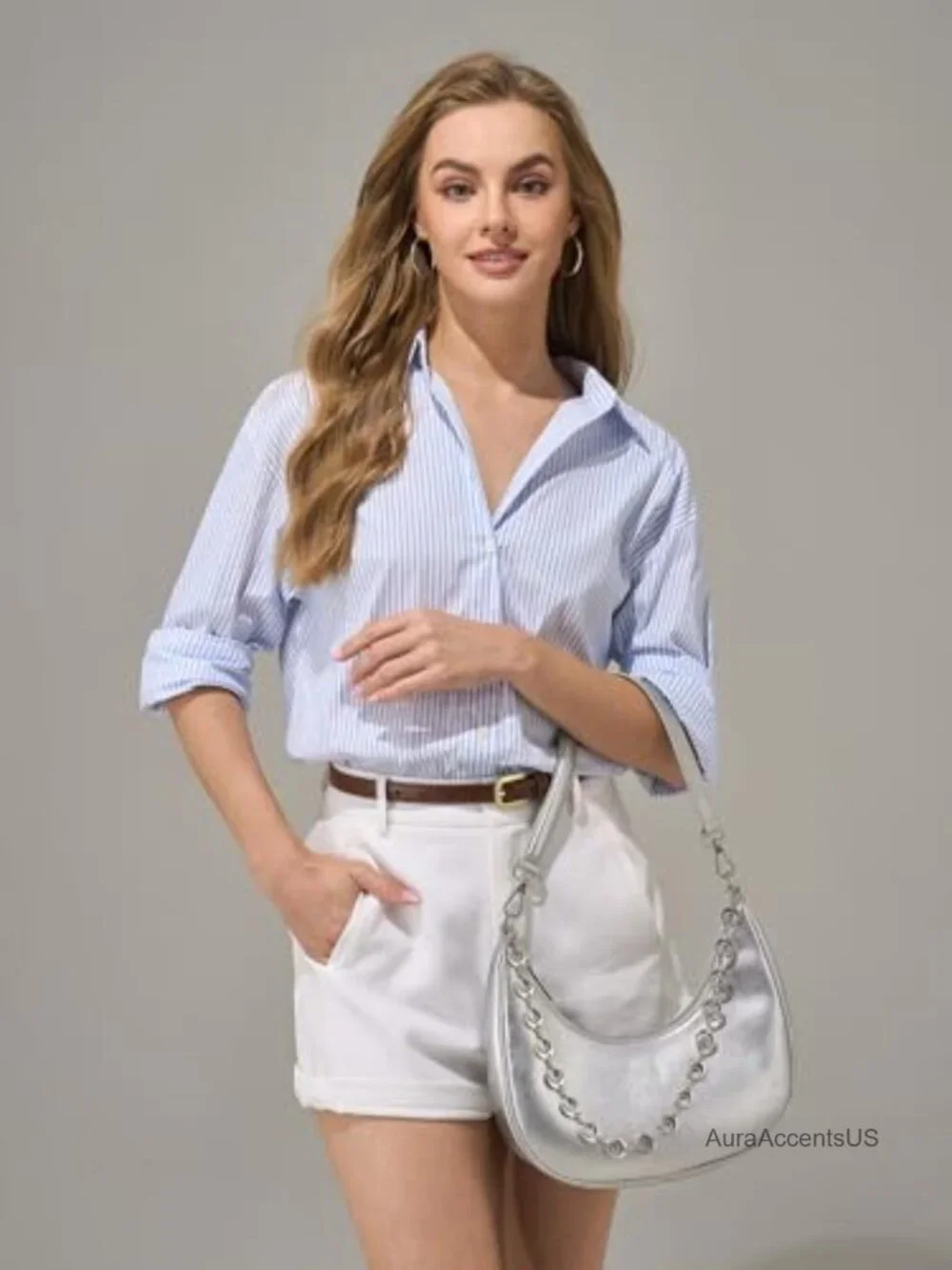 PU Leather Crescent Hobo Shoulder Bag with Chain Strap, Work Casual Evening