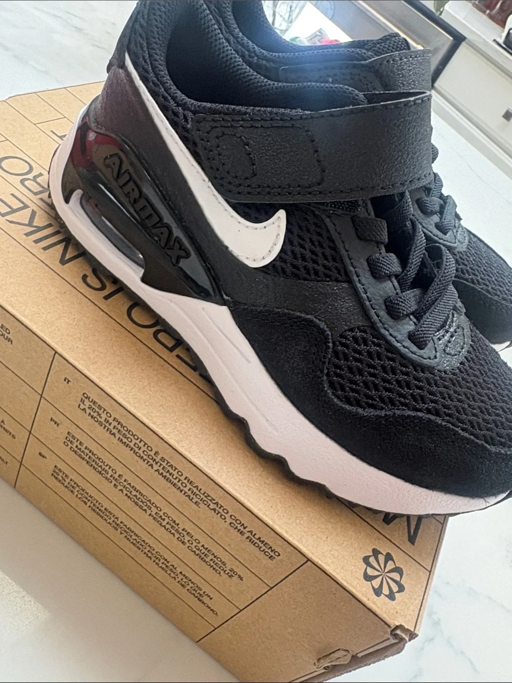 Nike Kids Black and White Air Max Velcro Sneaker