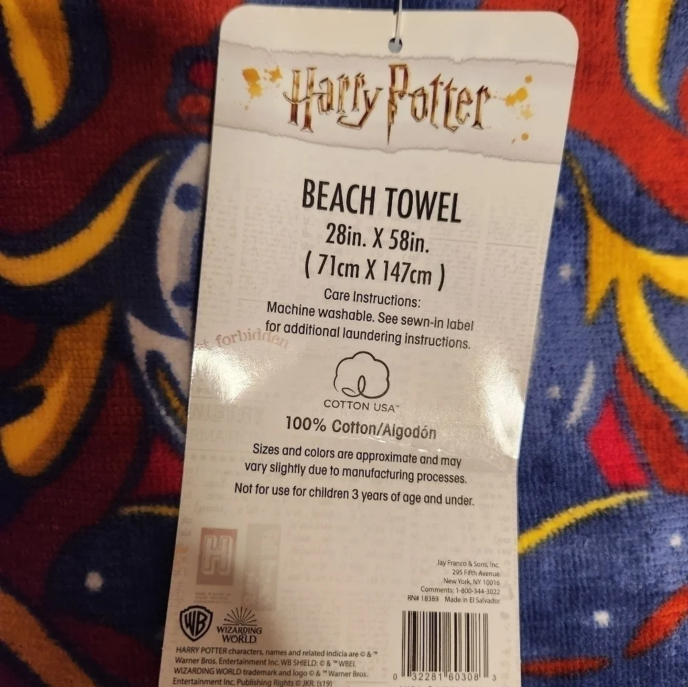 Harry Potter Beach Towel Crest Hogwarts Burgundy Gryffindor Hufflepuff 58
