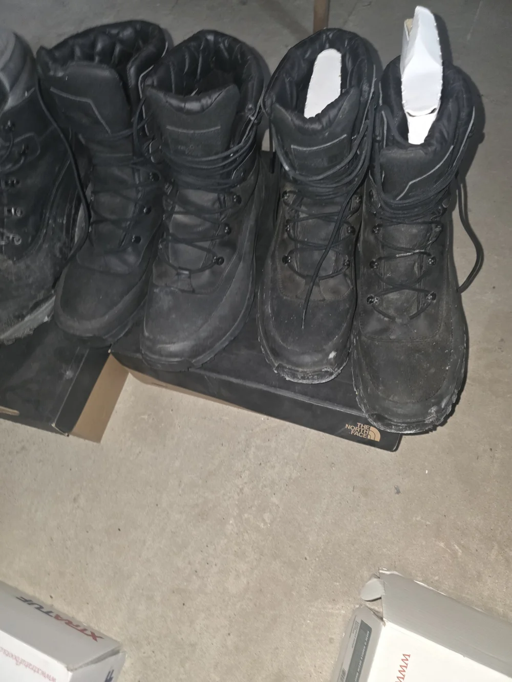 Six Pairs Of Men's Winter Boots. Size 14. All Insulated Or Waterproof.