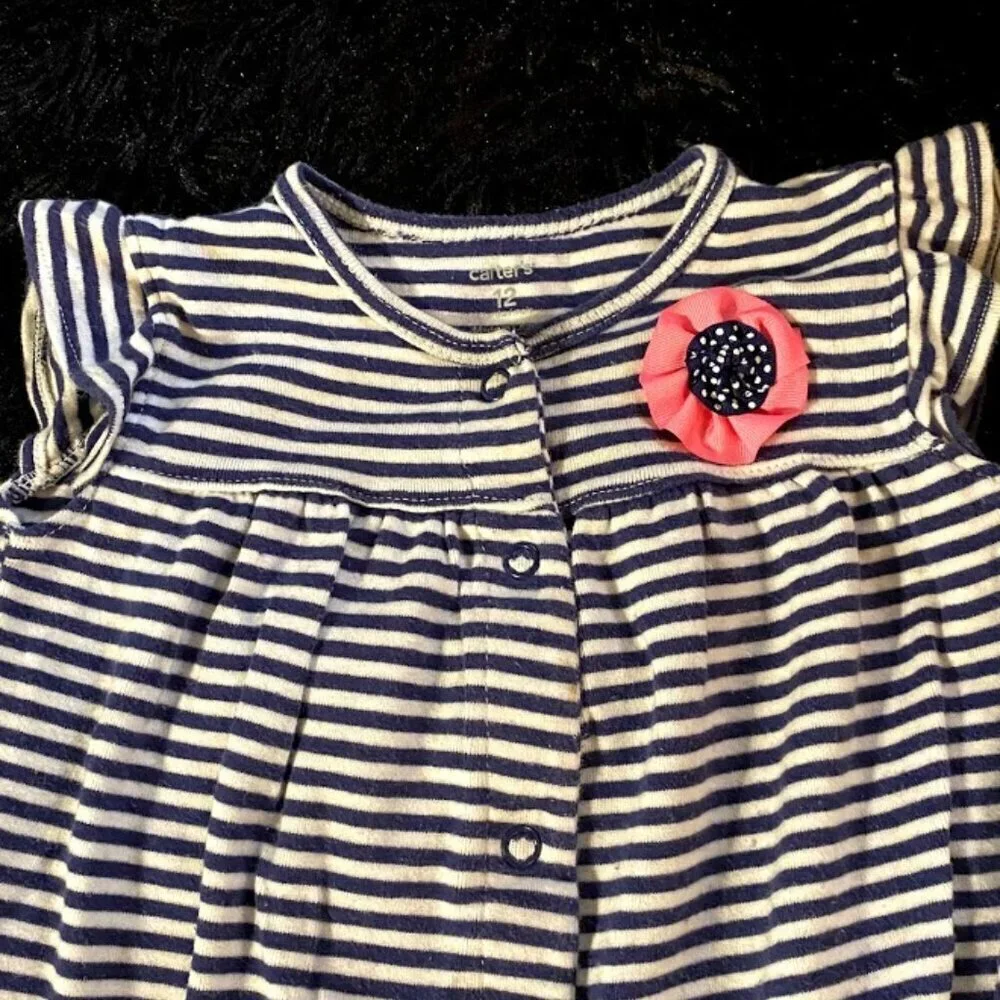 Carter's Girl Stripe Applique Floral Onesie