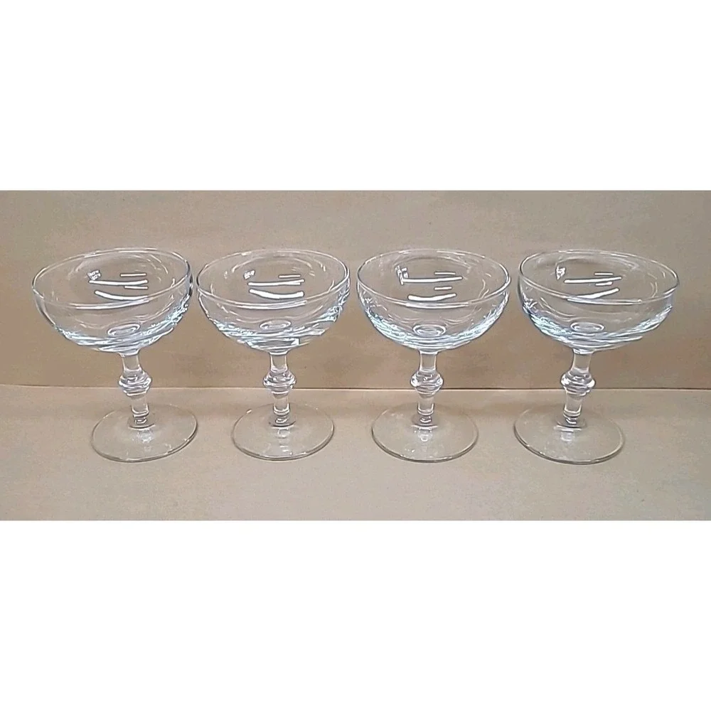 Set of 4 Vtg Libbey Georgian Clear Champagne Sherbet Coupe Glasses 4-3/8