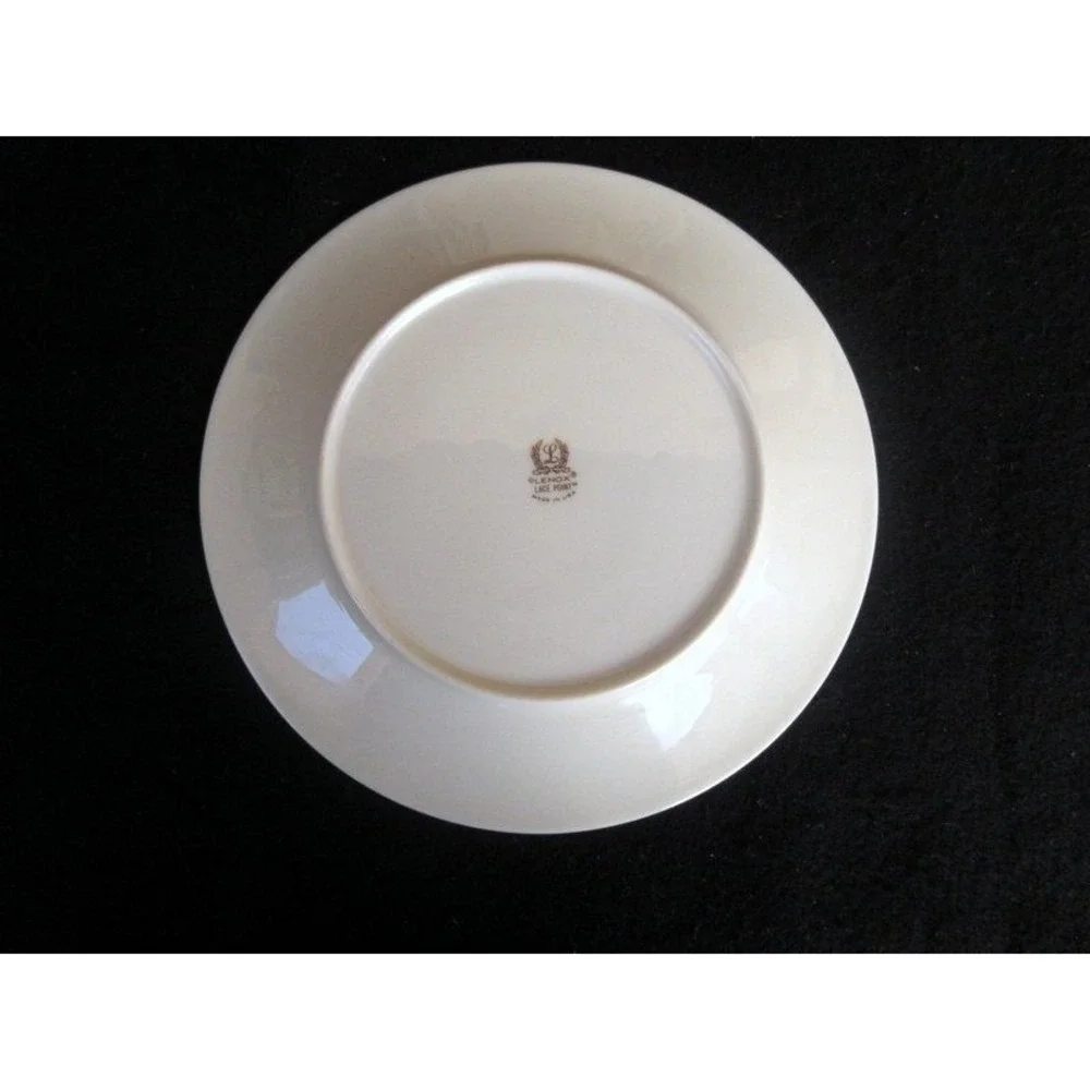 Lenox Lace Point Salad Plate‎ Ivory/Gray Pink Flowers Platinum Trim