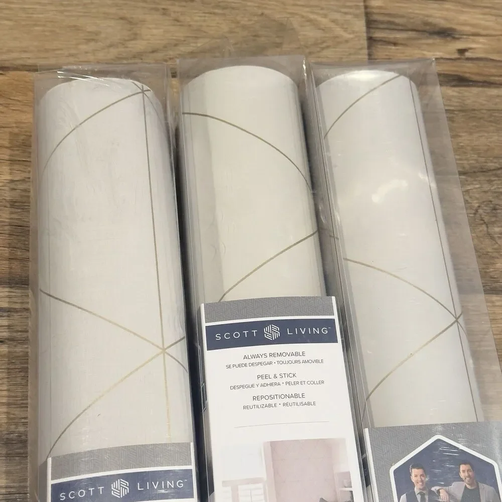 Lot 3 Scott Living Wallpaper NuWallpaper Self Adhesive Natural 20.5in X 18ft