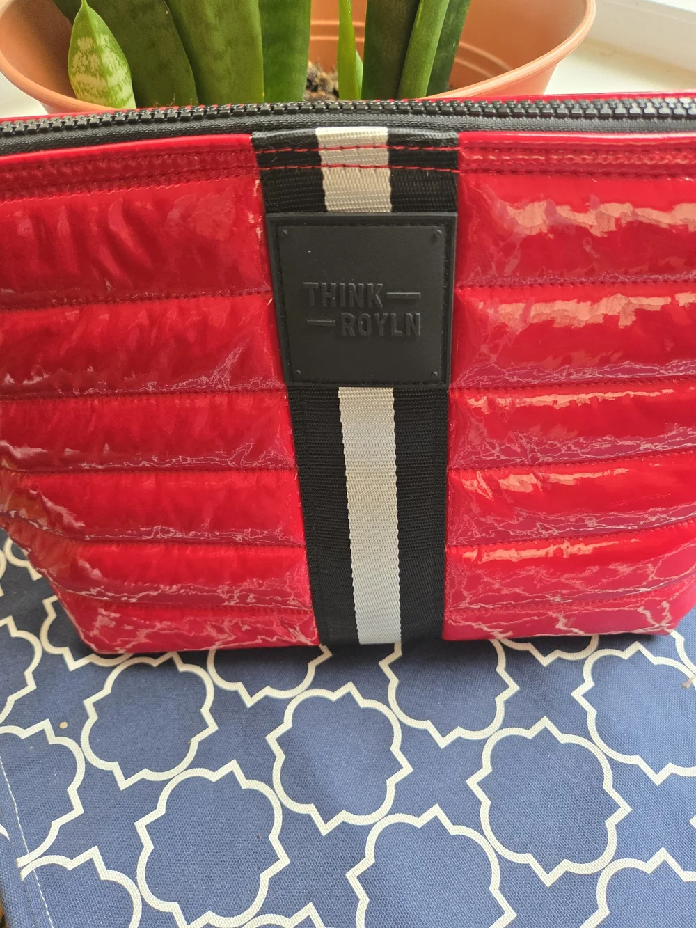 THINK ROYLN Red and White Quilted Cosmetic Pouch Duo