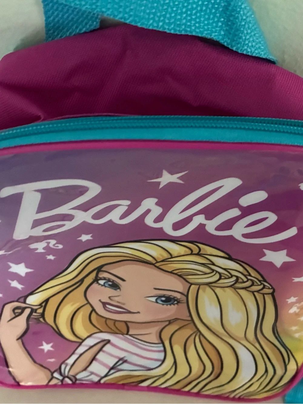 Barbie 15” Pink and Teal Gradient Graphic Backpack Zipper Adjustable Straps New