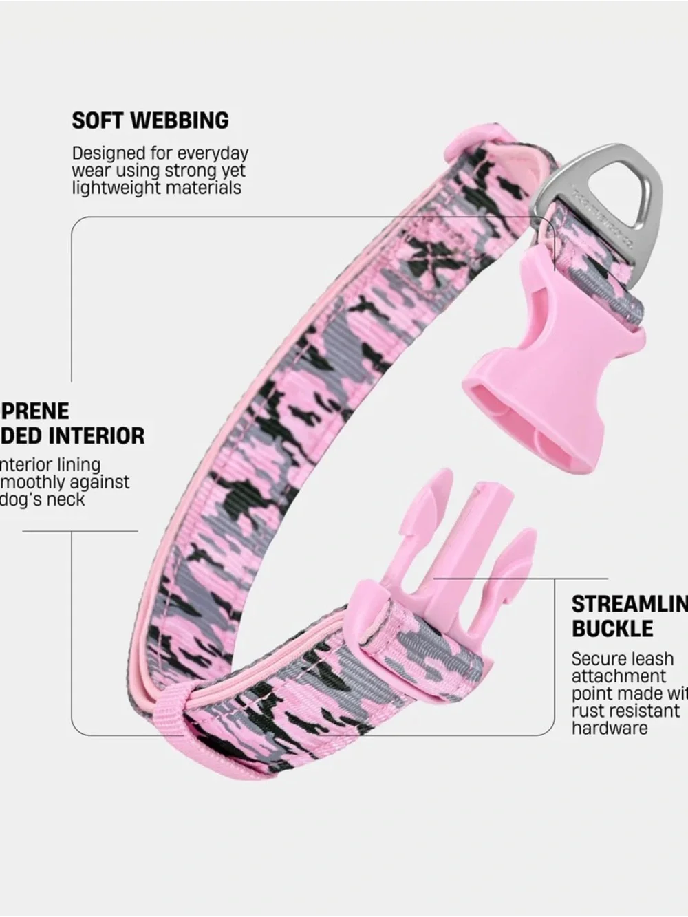 New Dog Friendly Co. Pink Camo Adjustable Dog Pet Collar | XXS-XS | Essentials