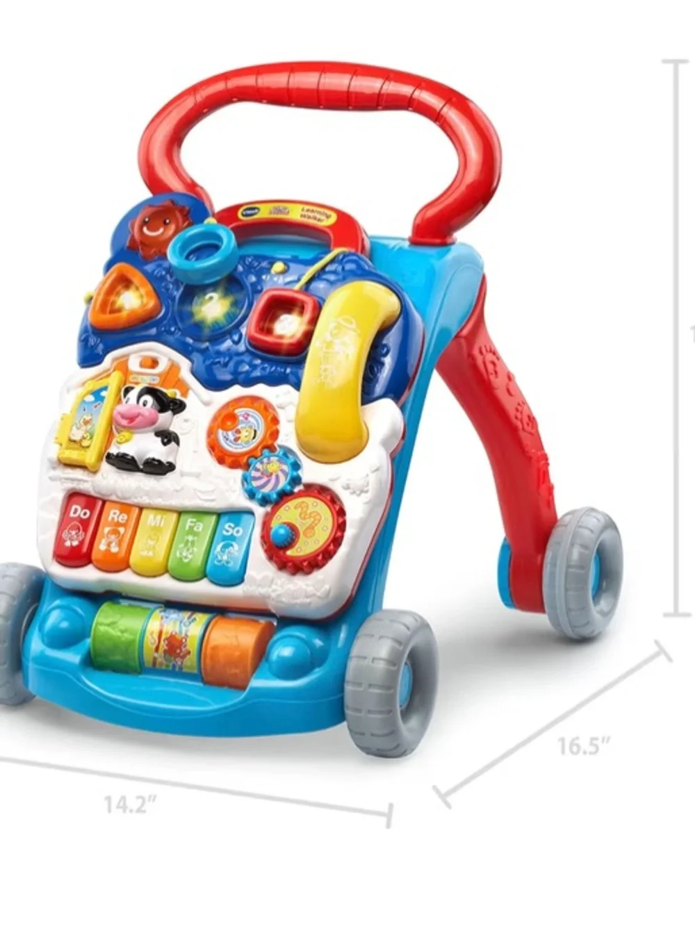 Bright Blue & Red Learning Walker with Musical Piano - Brand: