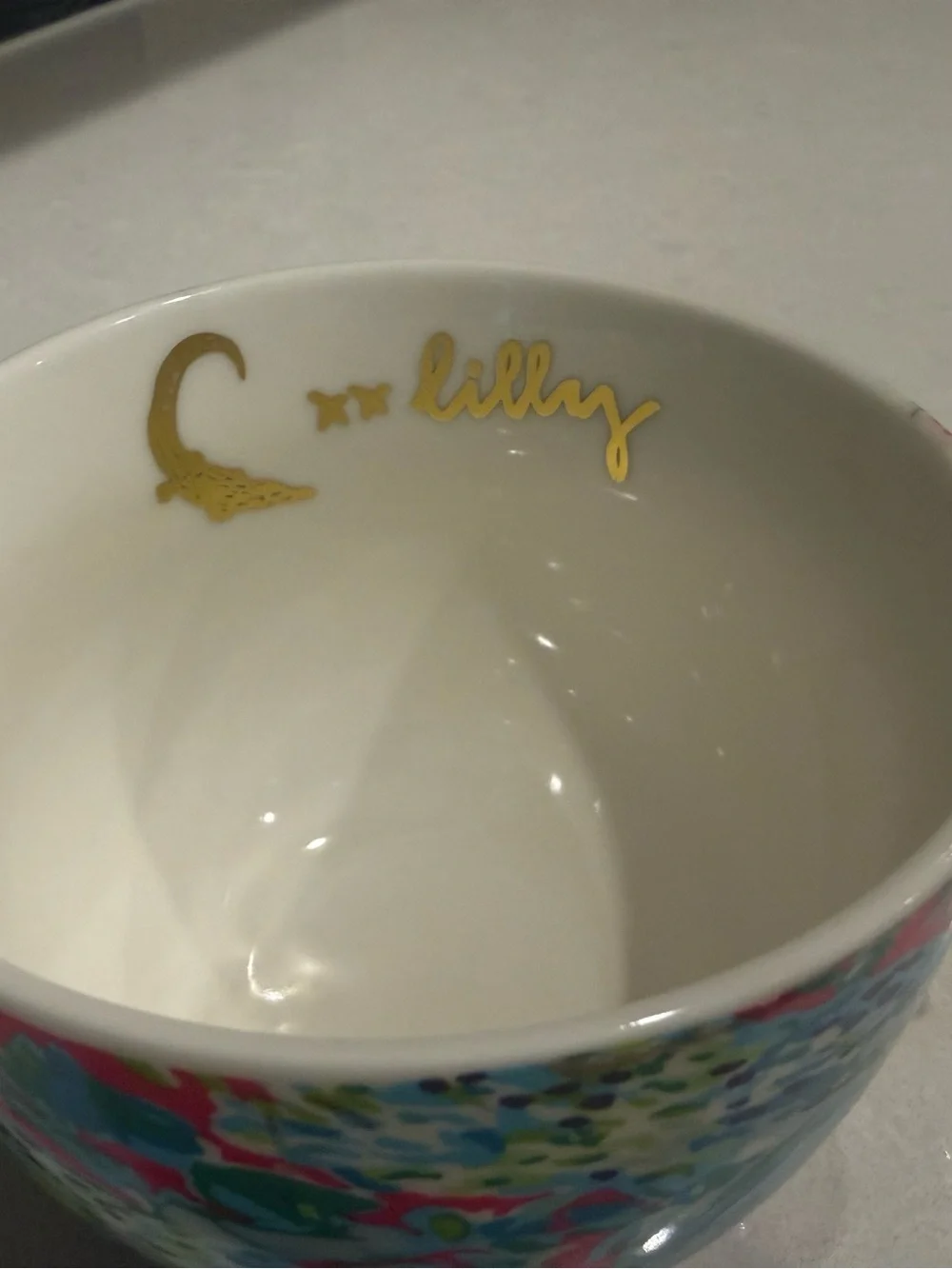 Lilly Pulitzer Oversized Coffee Mug Gold Handle Tropical Print